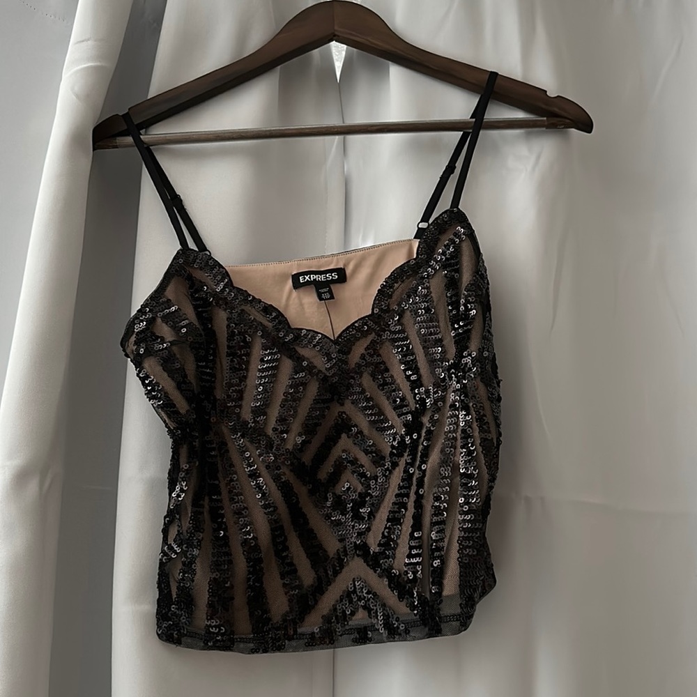 Express black sequin cami NWT